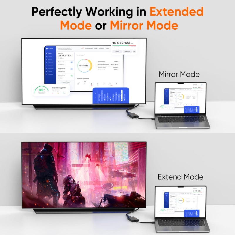 CableCreation محول كابل كرييشن USB 3.0 إلى HDMI مع DisplayLink، محول رسومات عرض خارجي USB متوافق مع Windows 11، 10 و macOS، أسود - Image 5